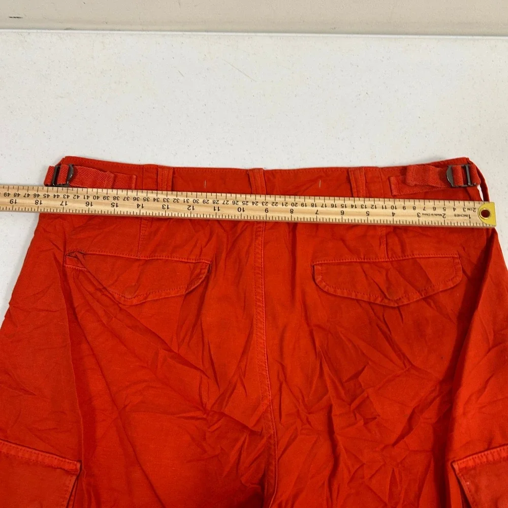 Banana Republic Mens 32 Cargo Shorts Burnt Orange Cotton Linen Utility 9 Inseam